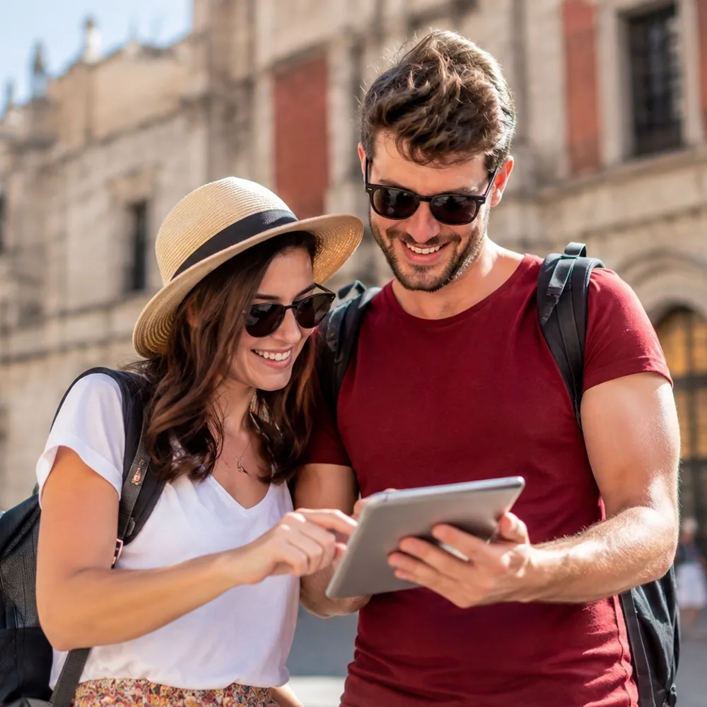 Pareja disfrutando un viaje